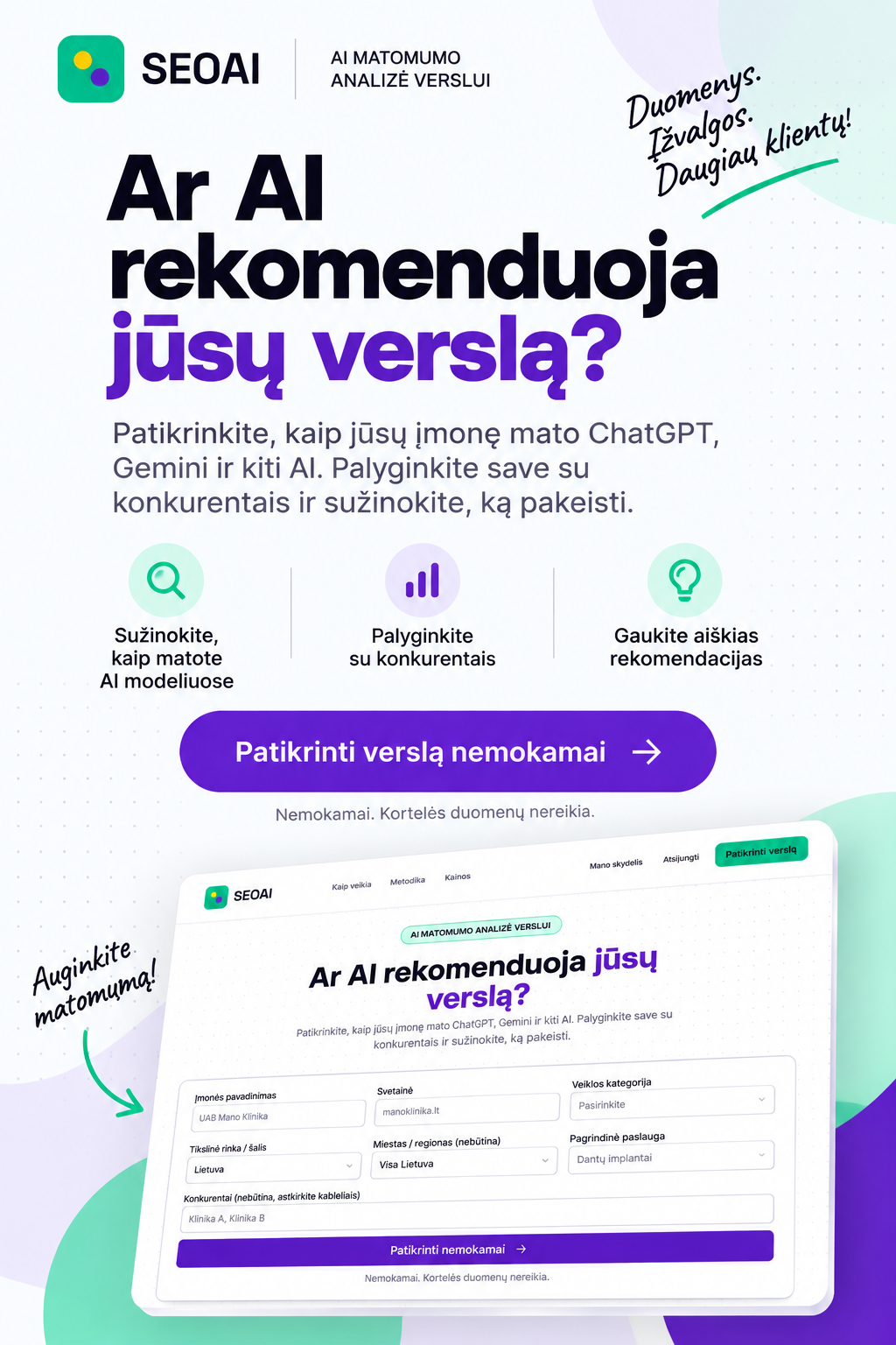 SEOAI.lt — AI matomumo analizė verslui